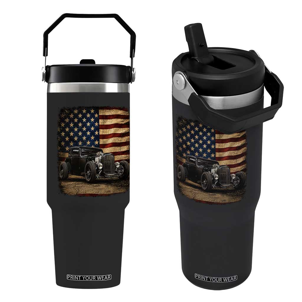 1932 American Classic Hotrod US Flag 4th of July Flip Straw Tumbler