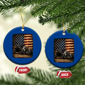 1932 American Classic Hotrod US Flag 4th of July Ceramic Ornament