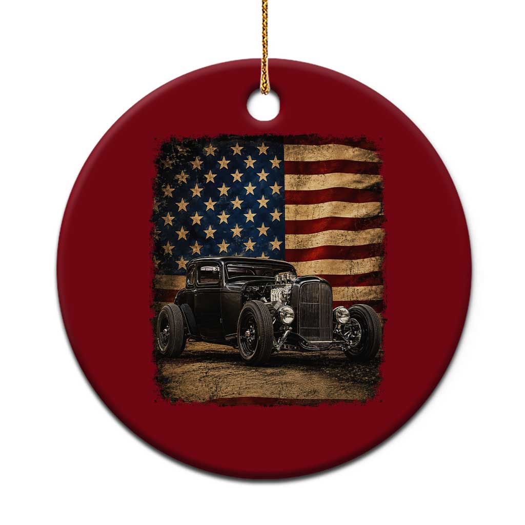 1932 American Classic Hotrod US Flag 4th of July Ceramic Ornament