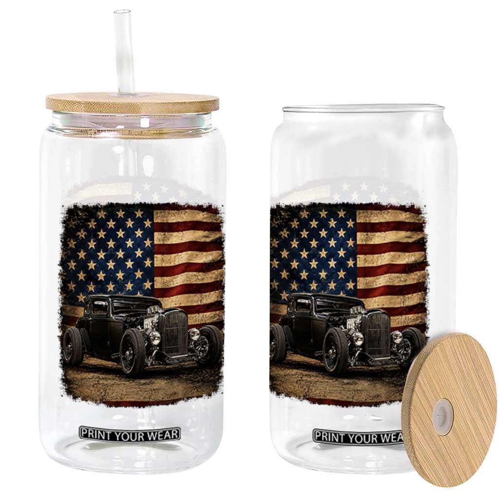 1932 American Classic Hotrod US Flag 4th of July Glass Can