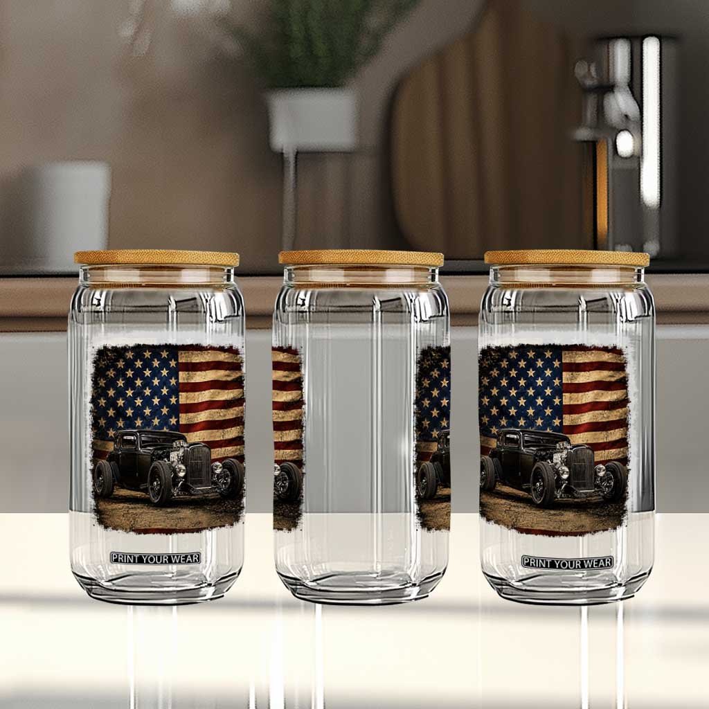 1932 American Classic Hotrod US Flag 4th of July Glass Can