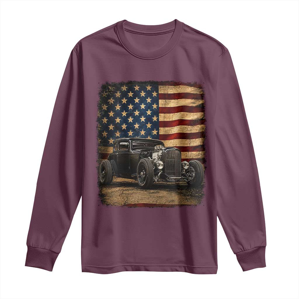 1932 American Classic Hotrod US Flag 4th of July Long Sleeve Shirt