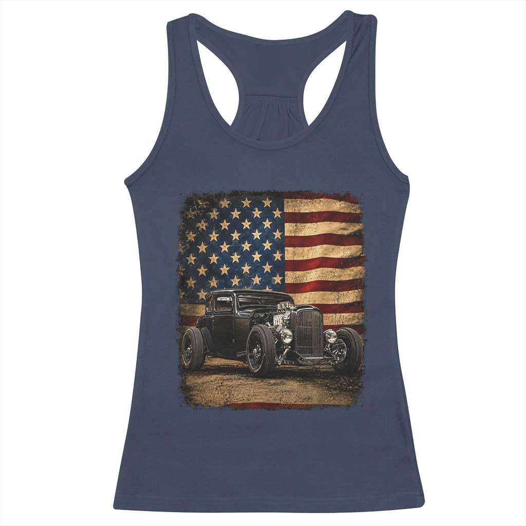 1932 American Classic Hotrod US Flag 4th of July Racerback Tank Top