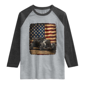 1932 American Classic Hotrod US Flag 4th of July Raglan Shirt