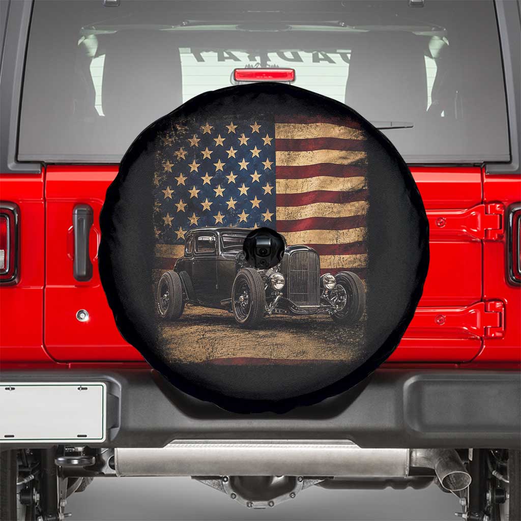 1932 American Classic Hotrod US Flag 4th of July Spare Tire Cover