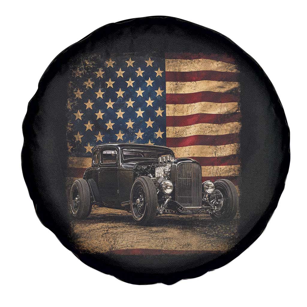 1932 American Classic Hotrod US Flag 4th of July Spare Tire Cover