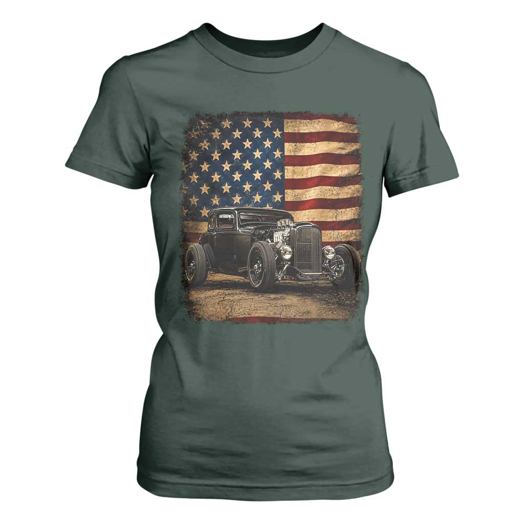 1932 American Classic Hotrod US Flag 4th of July T Shirt For Women