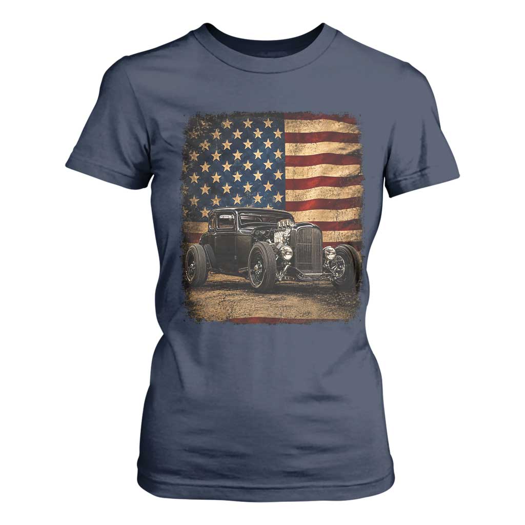 1932 American Classic Hotrod US Flag 4th of July T Shirt For Women