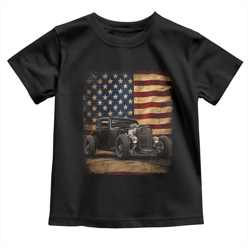 1932 American Classic Hotrod US Flag 4th of July Toddler T Shirt