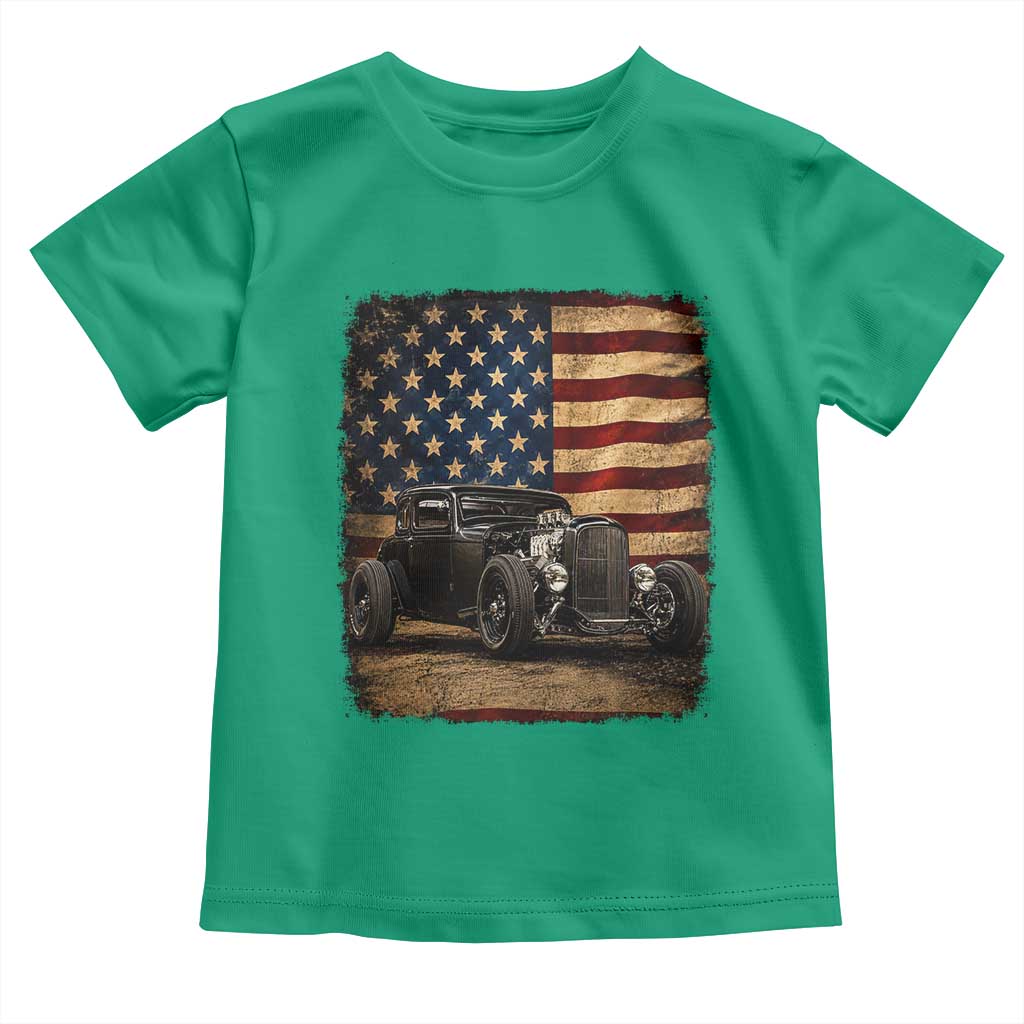 1932 American Classic Hotrod US Flag 4th of July Toddler T Shirt