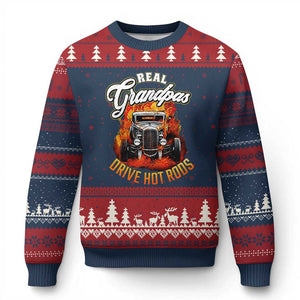 Real Grandpas Drive Hotrods Ugly Christmas Sweater Vintage 1932 Hotrod