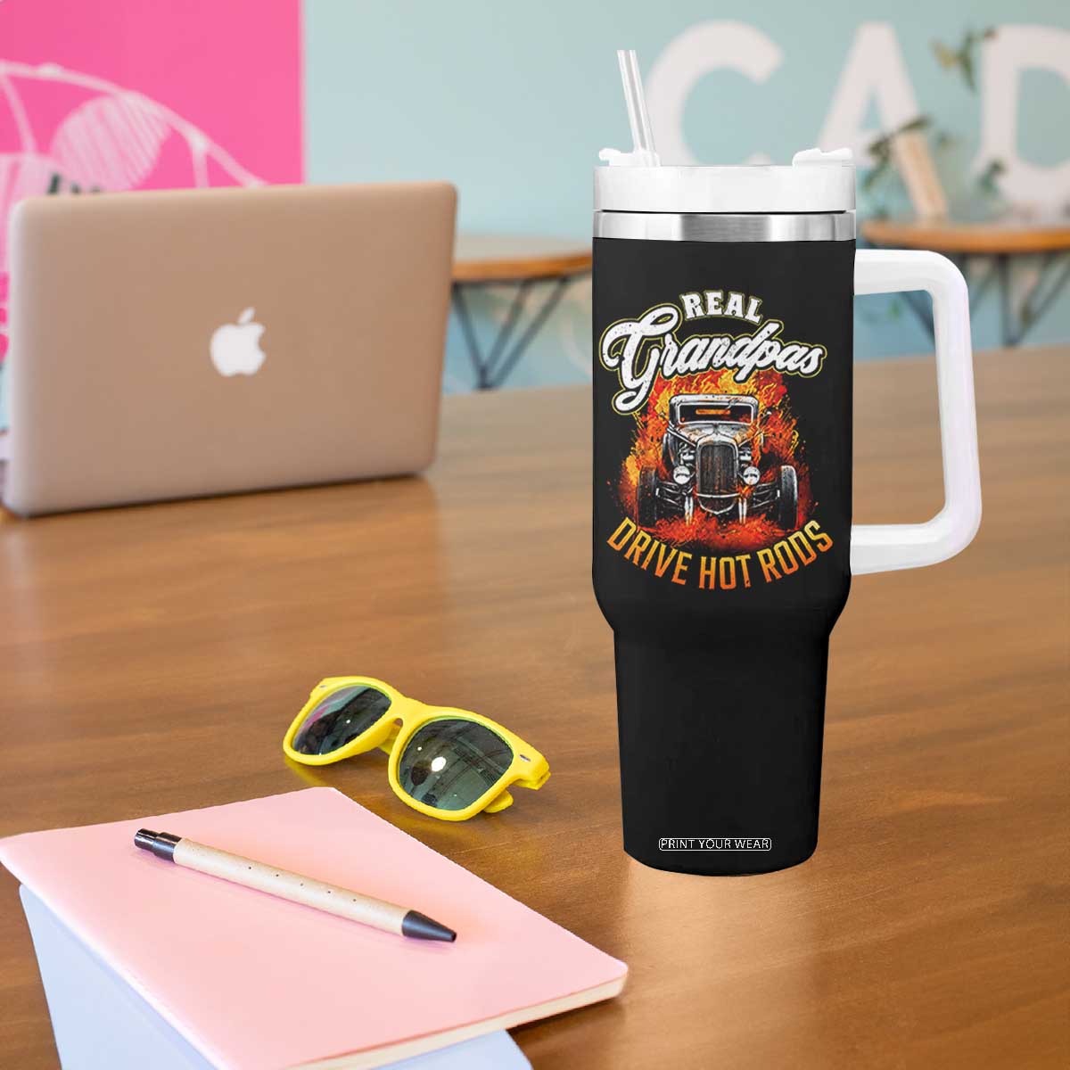 Real Grandpas Drive Hotrods Tumbler With Handle Vintage 1932 Hotrod