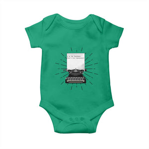 Funny Typewriter Baby Onesie I Am An Author What Is Your Superpower TS14 Irish Green Print Your Wear