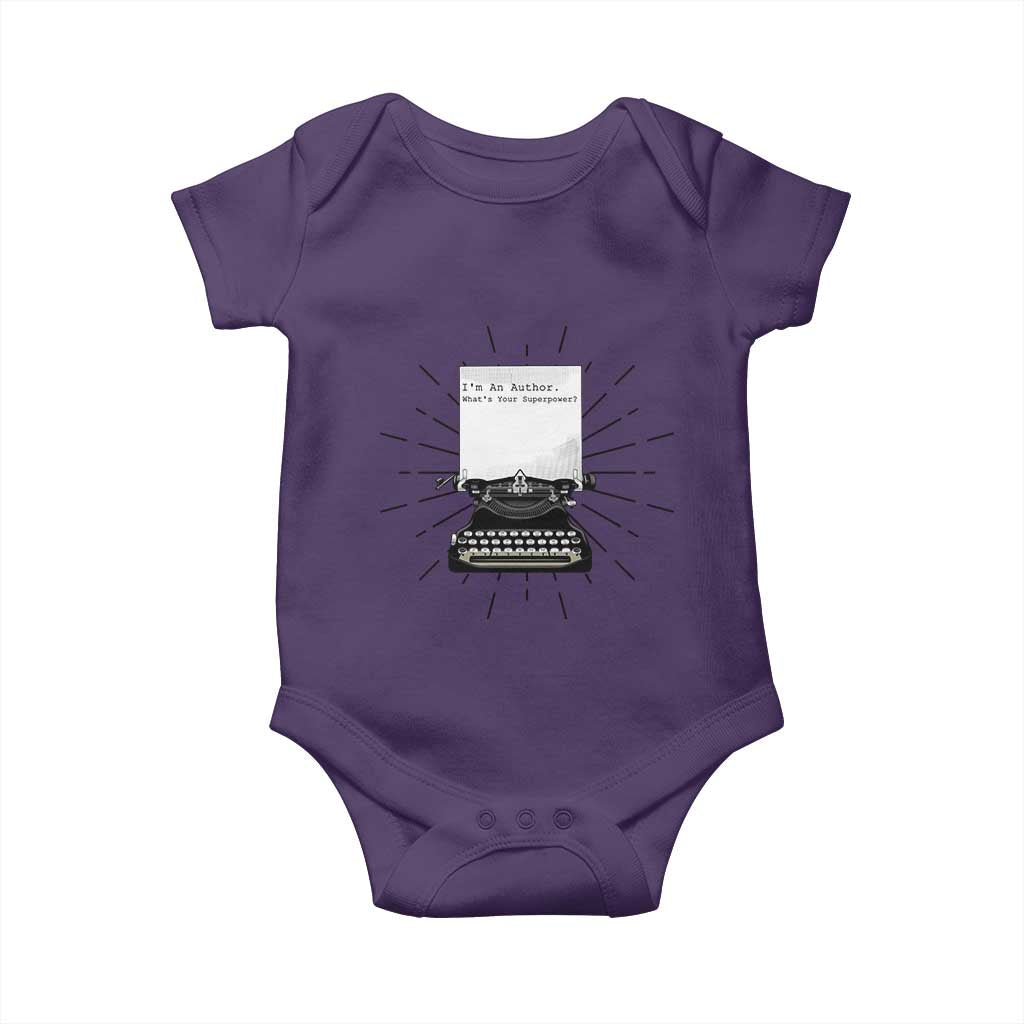 Funny Typewriter Baby Onesie I Am An Author What Is Your Superpower TS14 Purple Print Your Wear