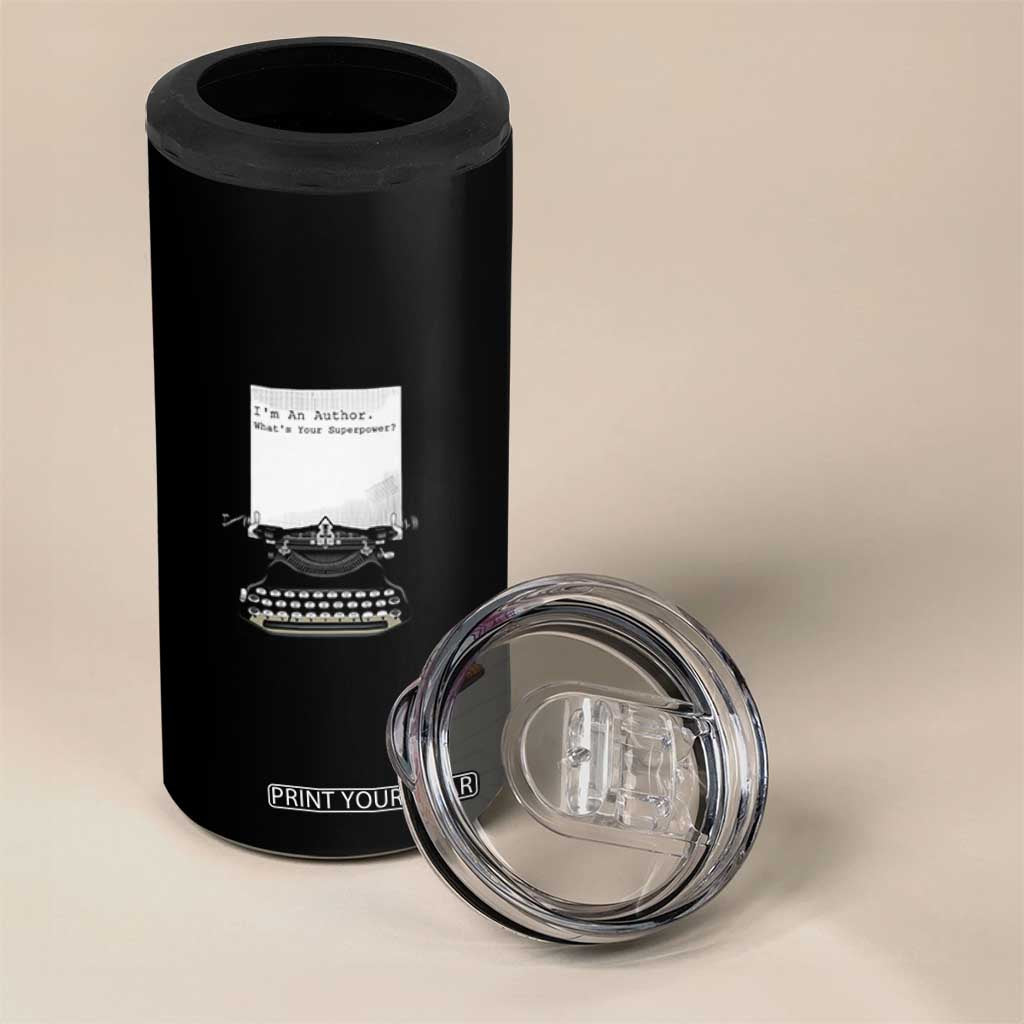 Funny Typewriter 4 in 1 Can Cooler Tumbler I Am An Author What Is Your Superpower TS14 Print Your Wear