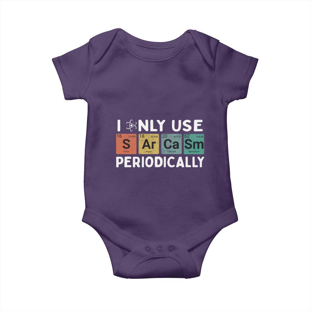 Funny Chemistry Sarcastic Baby Onesie I Only Use Sarcasm Periodically TS14 Purple Print Your Wear