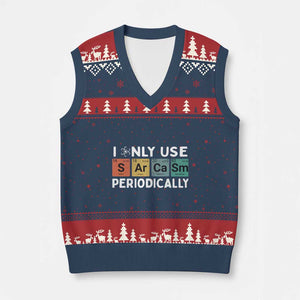 Funny Chemistry Sarcastic V-Neck Knit Sweater Vest I Only Use Sarcasm Periodically TS14 Navy Red Print Your Wear