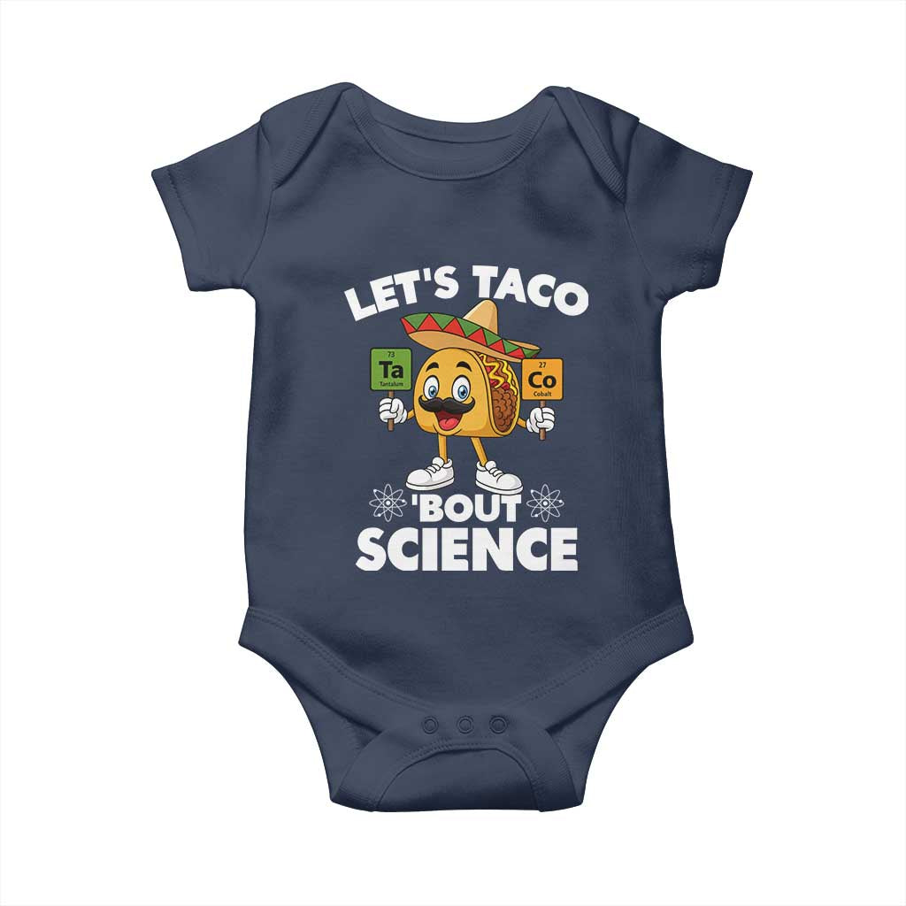 Funny Science Taco Pun Baby Onesie Let Is Taco Bout Science TS14 Navy Print Your Wear