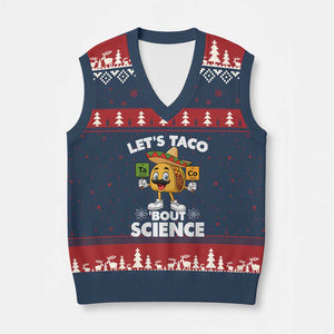 Funny Science Taco Pun V-Neck Knit Sweater Vest Let Is Taco Bout Science TS14 Navy Red Print Your Wear