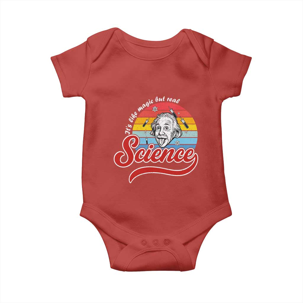 Science It Is Like Magic But Real Baby Onesie Funny Science Teacher TS14 Red Print Your Wear