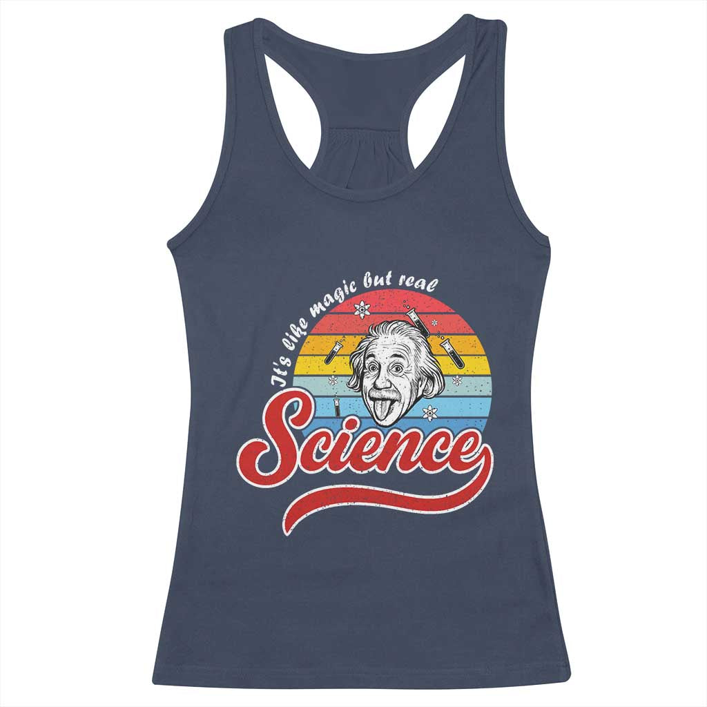 Science It Is Like Magic But Real Racerback Tank Top Funny Science Teacher TS14 Navy Print Your Wear