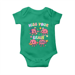 Kiss Your Brain Baby Onesie Funny Teacher TS14 Irish Green Print Your Wear