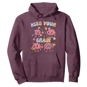Kiss Your Brain Hoodie Funny Teacher TS14 Maroon Print Your Wear