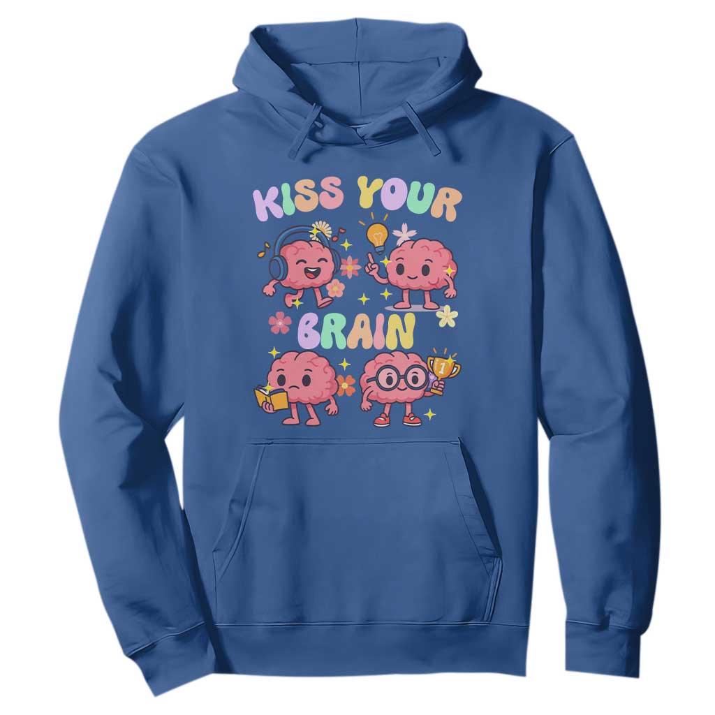 Kiss Your Brain Hoodie Funny Teacher TS14 Royal Blue Print Your Wear