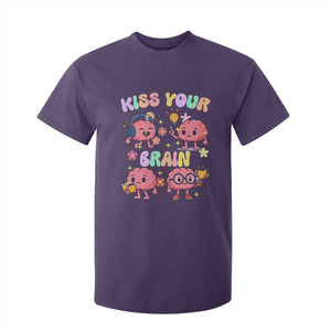 Kiss Your Brain T Shirt For Kid Funny Teacher TS14 Purple Print Your Wear