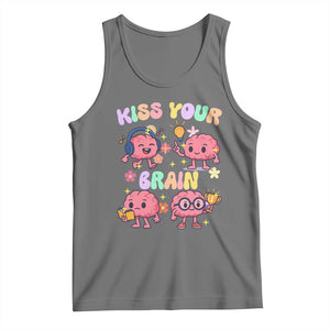 Kiss Your Brain Tank Top Funny Teacher TS14 Black Heather Print Your Wear