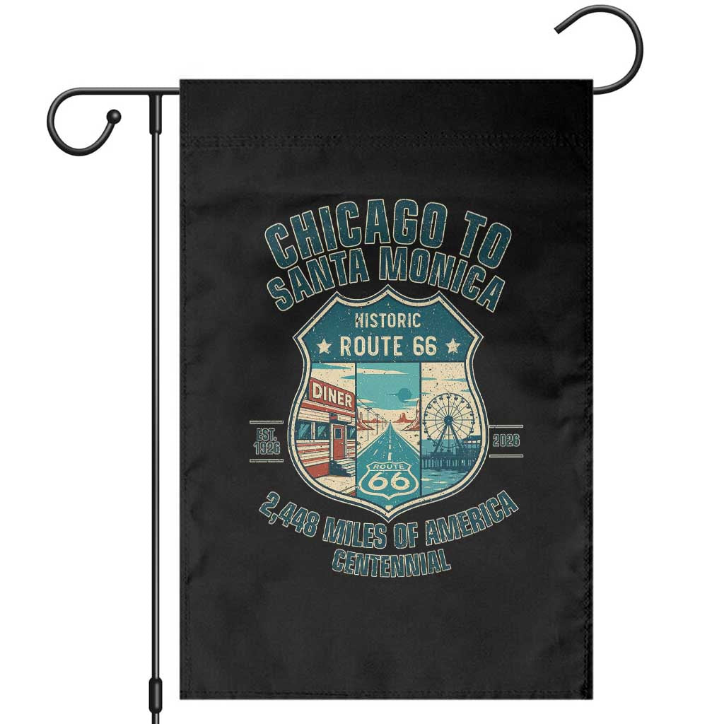 Route Highway 66 Chicago Santa Monica Vintage America Road Trip Garden Flag TS14 Black Print Your Wear