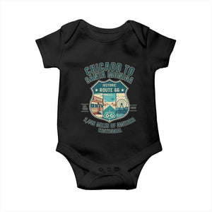 Route Highway 66 Chicago Santa Monica Vintage America Road Trip Baby Onesie TS14 Black Print Your Wear