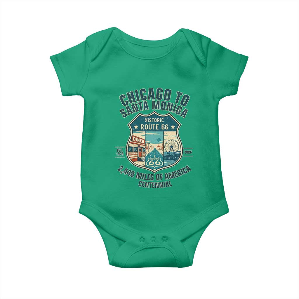 Route Highway 66 Chicago Santa Monica Vintage America Road Trip Baby Onesie TS14 Irish Green Print Your Wear