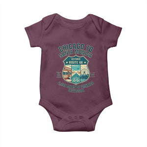 Route Highway 66 Chicago Santa Monica Vintage America Road Trip Baby Onesie TS14 Maroon Print Your Wear