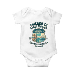Route Highway 66 Chicago Santa Monica Vintage America Road Trip Baby Onesie TS14 White Print Your Wear