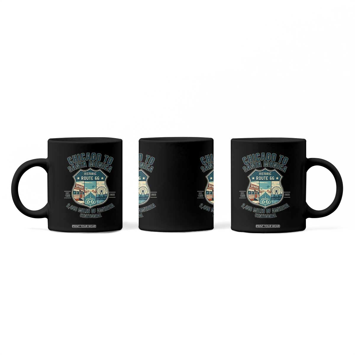 Route Highway 66 Chicago Santa Monica Vintage America Road Trip Coffee Mug
