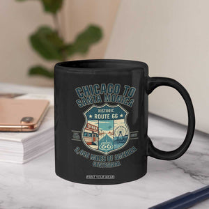 Route Highway 66 Chicago Santa Monica Vintage America Road Trip Coffee Mug