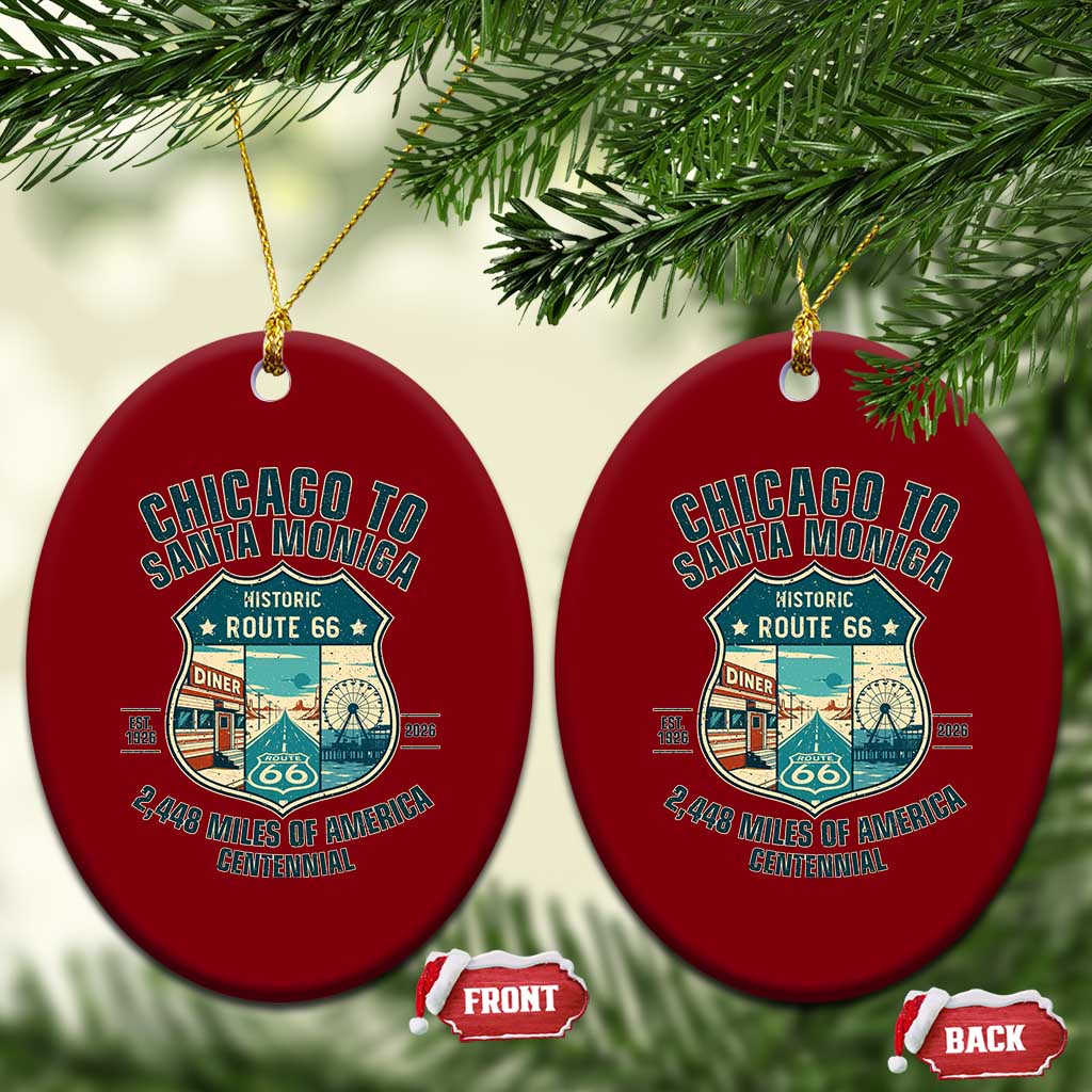 Route Highway 66 Chicago Santa Monica Vintage America Road Trip Ceramic Ornament TS14 Print Your Wear