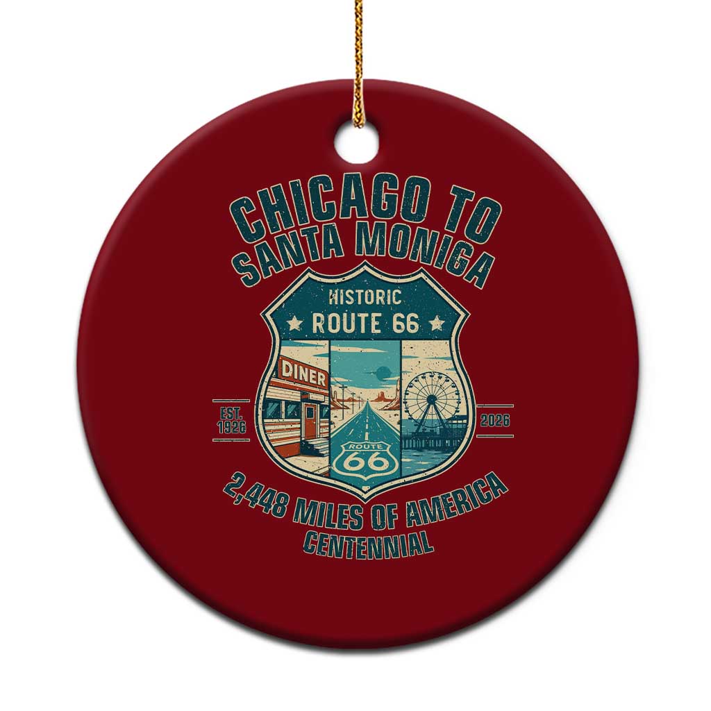 Route Highway 66 Chicago Santa Monica Vintage America Road Trip Ceramic Ornament TS14 1pc Red Print Your Wear