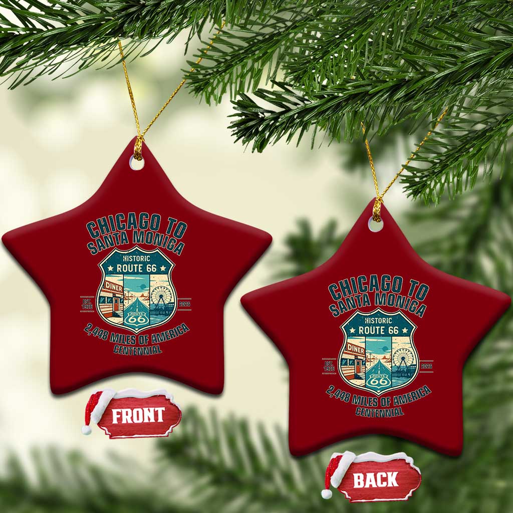 Route Highway 66 Chicago Santa Monica Vintage America Road Trip Ceramic Ornament TS14 Print Your Wear