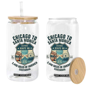 Route Highway 66 Chicago Santa Monica Vintage America Road Trip Glass Can