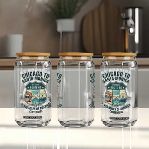 Route Highway 66 Chicago Santa Monica Vintage America Road Trip Glass Can
