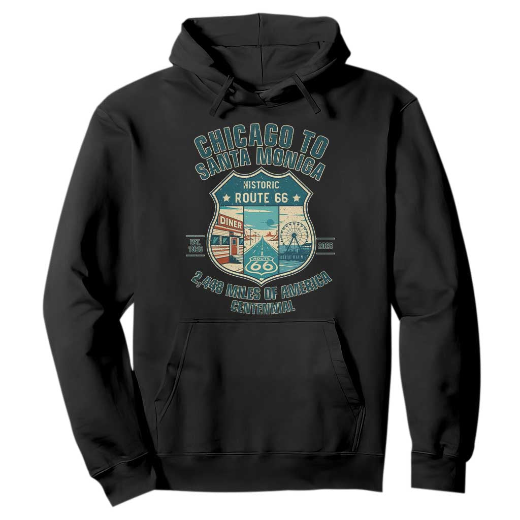 Route Highway 66 Chicago Santa Monica Vintage America Road Trip Hoodie TS14 Black Print Your Wear