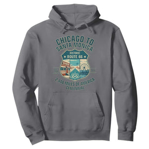 Route Highway 66 Chicago Santa Monica Vintage America Road Trip Hoodie TS14 Charcoal Print Your Wear