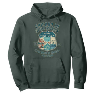 Route Highway 66 Chicago Santa Monica Vintage America Road Trip Hoodie TS14 Dark Forest Green Print Your Wear
