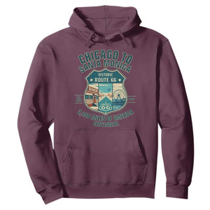 Route Highway 66 Chicago Santa Monica Vintage America Road Trip Hoodie TS14 Maroon Print Your Wear