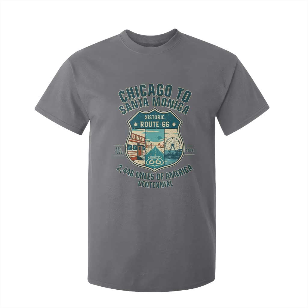 Route Highway 66 Chicago Santa Monica Vintage America Road Trip T Shirt For Kid TS14 Charcoal Print Your Wear