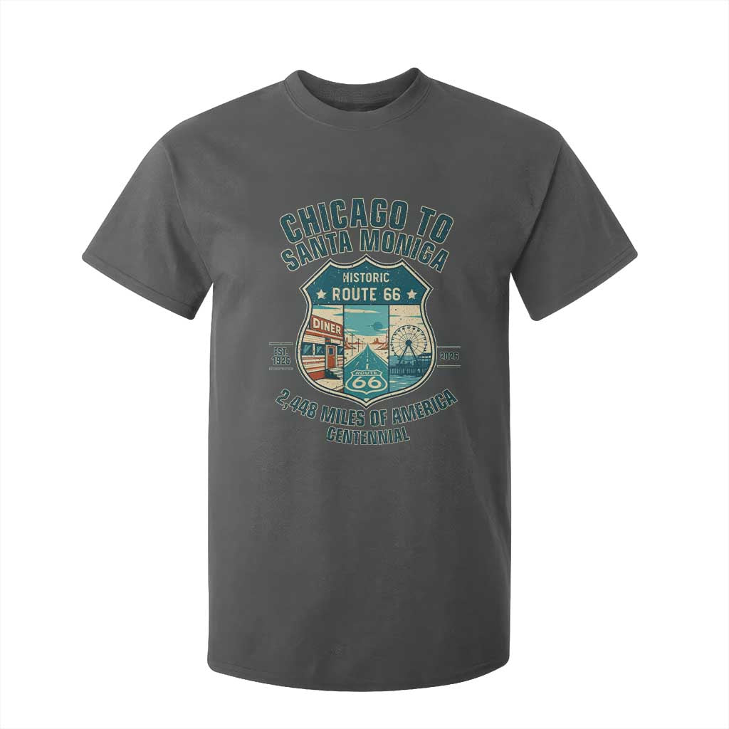 Route Highway 66 Chicago Santa Monica Vintage America Road Trip T Shirt For Kid TS14 Dark Heather Print Your Wear