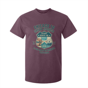 Route Highway 66 Chicago Santa Monica Vintage America Road Trip T Shirt For Kid TS14 Maroon Print Your Wear