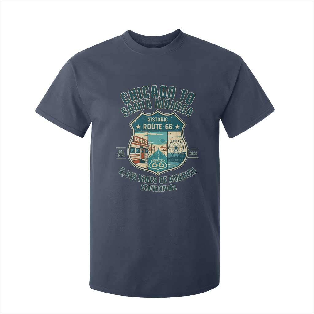 Route Highway 66 Chicago Santa Monica Vintage America Road Trip T Shirt For Kid TS14 Navy Print Your Wear